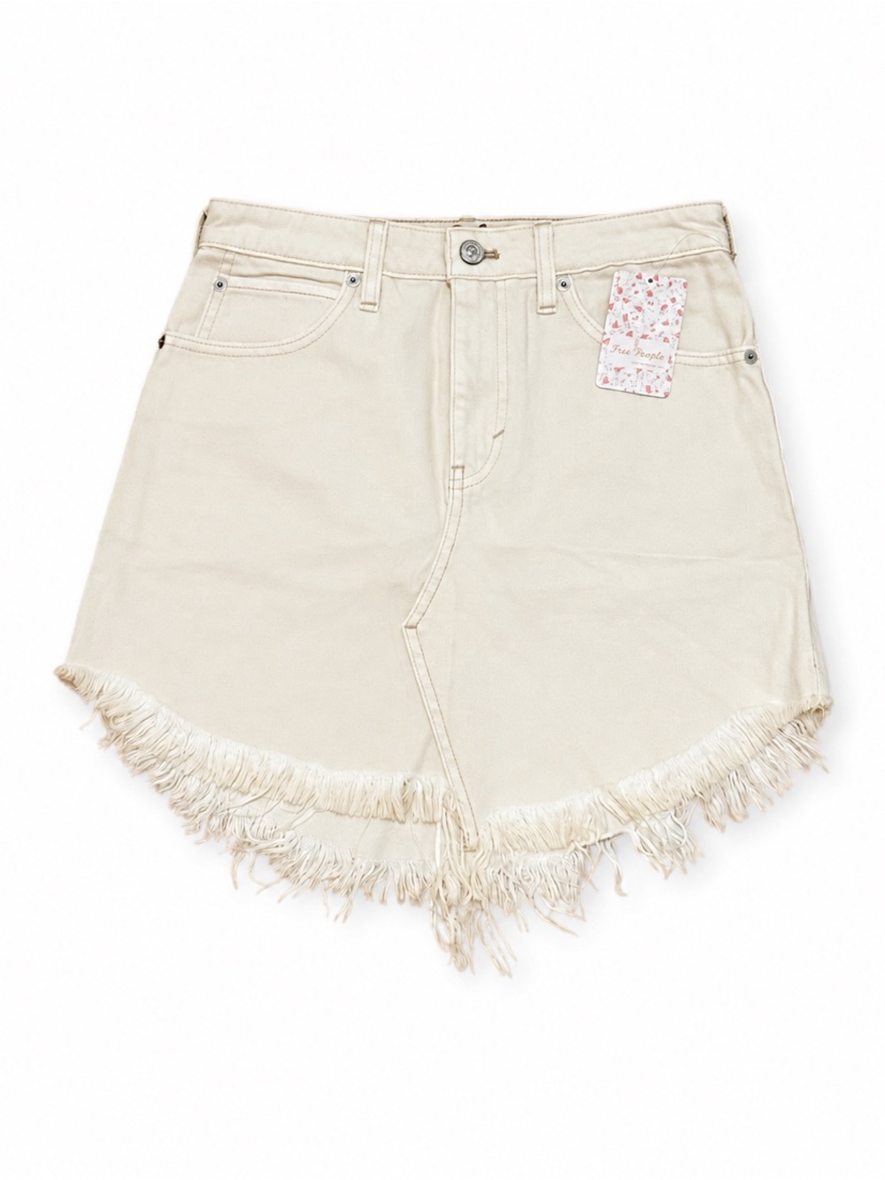 Free People Bailey Denim Mini Skirt Coconut 26